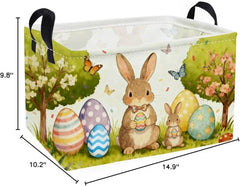 Essme rectangular Easter basket with sturdy handles for easy transport.