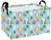 Essme rectangular Easter basket with pink handles for easy toy organization in kids' rooms.