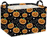 Essme rectangular Halloween basket closeup shows soft linen fabric for toy storage.