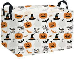 Essme rectangular Halloween basket front view showing sturdy handles for easy transport