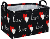 Essme rectangular heart basket with black love handles for stylish nursery organization.