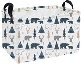 Essme rectangular kid basket with bear woodland design and sturdy handles for easy transport