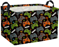 Essme rectangular kids basket in black game with easy-grab handles for transport.