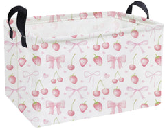 Essme rectangular kids basket pink handles for easy toy storage and transport.