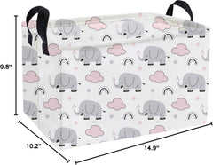 Essme rectangular kids basket rainbow elephants side view showing size and versatility