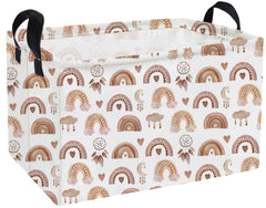 Essme rectangular kids basket rainbow pattern with handles, ideal for toy storage.