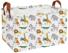 Essme rectangular kids baskets with animal design and sturdy handles for easy toy grabs