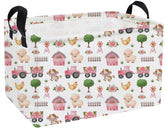 Essme rectangular kids basket pink farm basket with handles for easy toy organization.