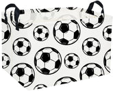 Essme rectangular soccer basket closeup shows durable linen-cotton fabric with waterproof inner lining.