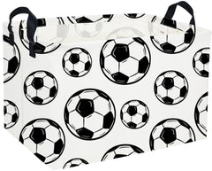 Essme rectangular soccer basket closeup shows durable linen-cotton fabric with waterproof inner lining.