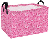 Essme rectangular valentines basket with pink heart design for stylish storage in kids' rooms.