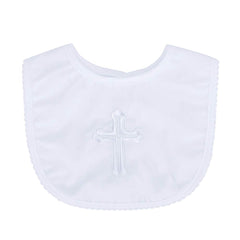 ESTAMICO baby baptism bib with adjustable Velcro closure for easy on and off.