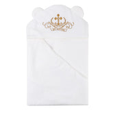 ESTAMICO baby plush hooded towel with cross embroidery keeps newborns warm after baths