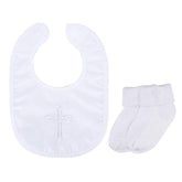 ESTAMICO christening bib cross detail for ceremony-ready look