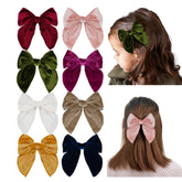 Esumun velvet 5 inch swallowtail bow set close-up showing soft texture for daily outfits.