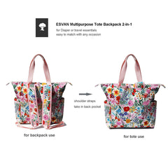 ESVAN diaper tote bag insulation pockets keep bottles warm or cool.