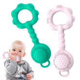 ETETOO 2-in-1 rattle teether in spearmint and pink for soothing teething play