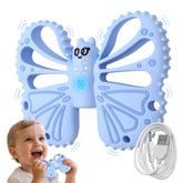 ETETOO vibrating sensory chew toy blue outer view demonstrates compact travel-friendly design.
