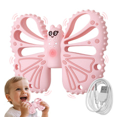 ETETOO vibrating teether pink front view for on-the-go sensory support