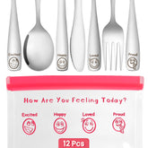 Etihub stainless steel kids silverware 12-piece set ready for daily meals.