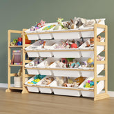 Etitlly toy storage bookshelf shows quick, tool-free assembly for a tidy kid's room.