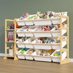 Etitlly toy storage bookshelf shows quick, tool-free assembly for a tidy kid's room.
