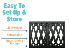 Etna wood pet gate closed panels folded flat for compact storage