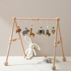 Etucdose wooden baby gym frame with elephant toy promotes early grasping and sensory play