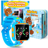 Etuwoe potty watch blue dinosaur front view for reminders during potty training