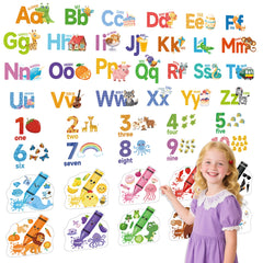 Etyishe alphabet and numbers wall decals featuring animals to decorate a kid's room while teaching letters