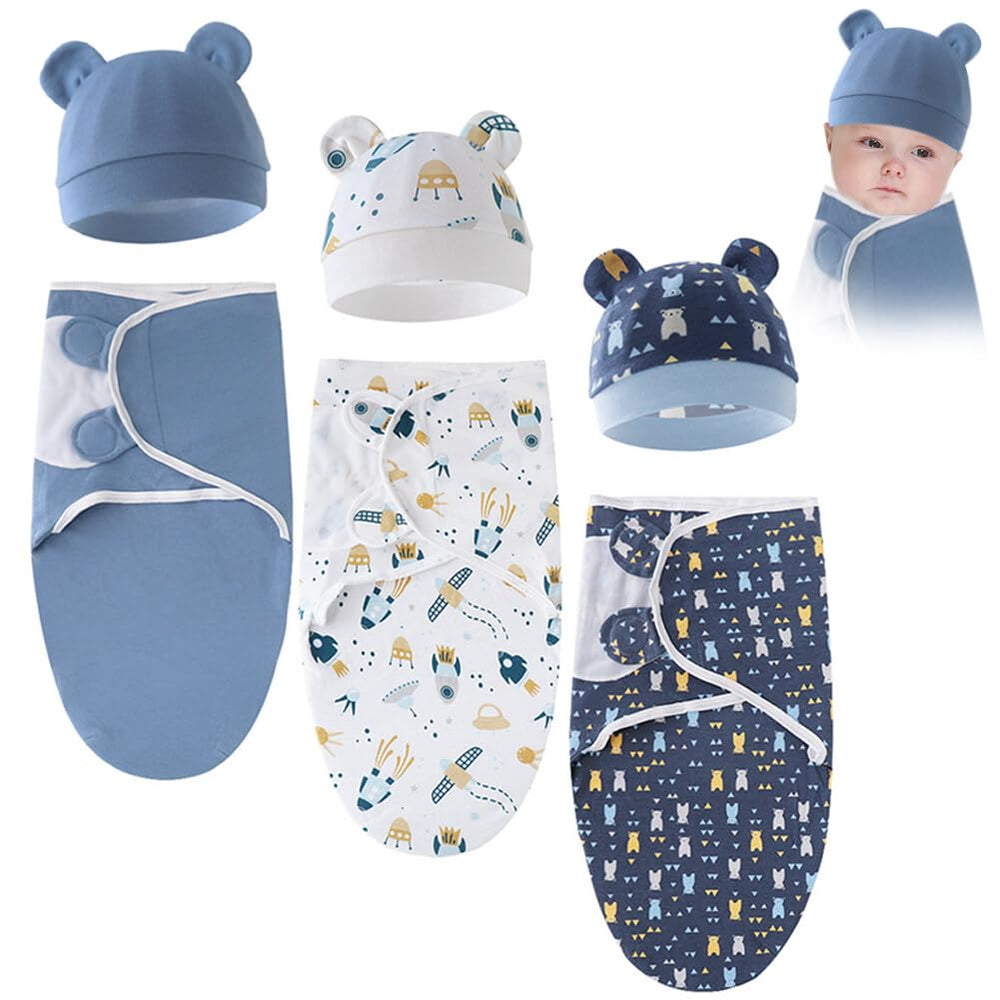 EUBUY baby swaddle sleep sack with hat set stable wrap for newborns