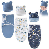 EUBUY baby swaddle sleep sack with hat set stable wrap for newborns