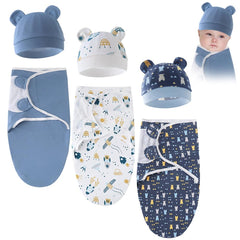 EUBUY baby swaddle sleep sack with hat set stable wrap for newborns