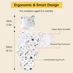EUBUY newborn swaddle cloth and hat set for easy dressing and secure fit
