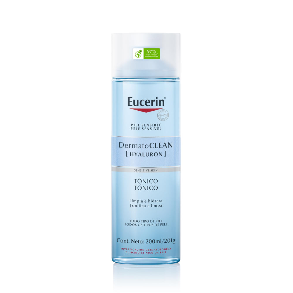 Eucerin Askshy Tonique bottle close-up showing gentle hydration for daily use.