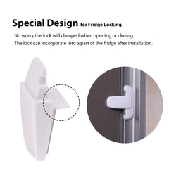 EUDEMON fridge lock adhesive tape application demonstrates no-drill installation