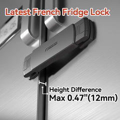 EUDEMON lock showing 90mm gap compatibility for larger fridges