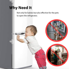 EUDEMON fridge lock installed on white fridge demonstrates tool-free setup