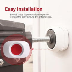 EUDEMON pressure-mounted gate installation demonstrates easy one-person setup.