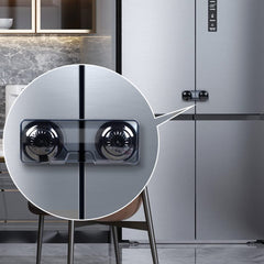 EUDEMON refrigerator lock closeup demonstrates clear kid-safe design for kitchens.