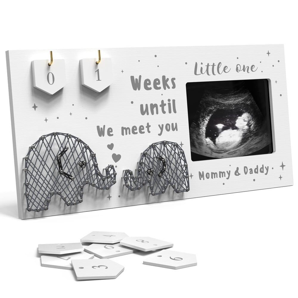 EURSET Baby Countdown Frame with wooden plaques for weeks tracking