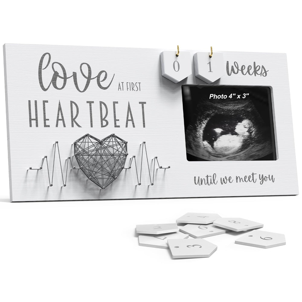 EURSET Baby Sonogram Frame Countdown wood plaques display weeks until birth, a cherished memory.