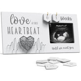 EURSET Baby Sonogram Frame Countdown wood plaques display weeks until birth, a cherished memory.