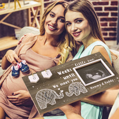 EURSET frame featuring mother and baby elephants string-art design for heartwarming nursery décor.