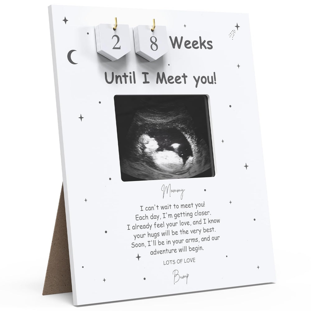 EURSET sonogram frame countdown weeks with wooden plaques, keepsake for expecting parents.