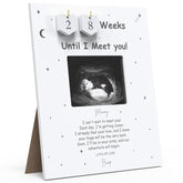 EURSET sonogram frame countdown weeks with wooden plaques, keepsake for expecting parents.