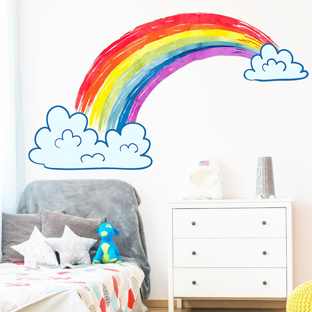 Eutecado rainbow wall stickers closeup shows watercolor gradient ideal for kid-friendly decor