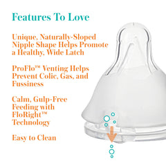 Evenflo Proflo venting technology keeps air bubbles in the bottle, aiding gentler feeding