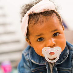 Evenflo Balance Plus Stage 2 pacifier closeup easy-grip one-piece silicone design