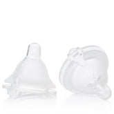 Evenflo Balance Plus nipple close-up shows unique shape for proper latch